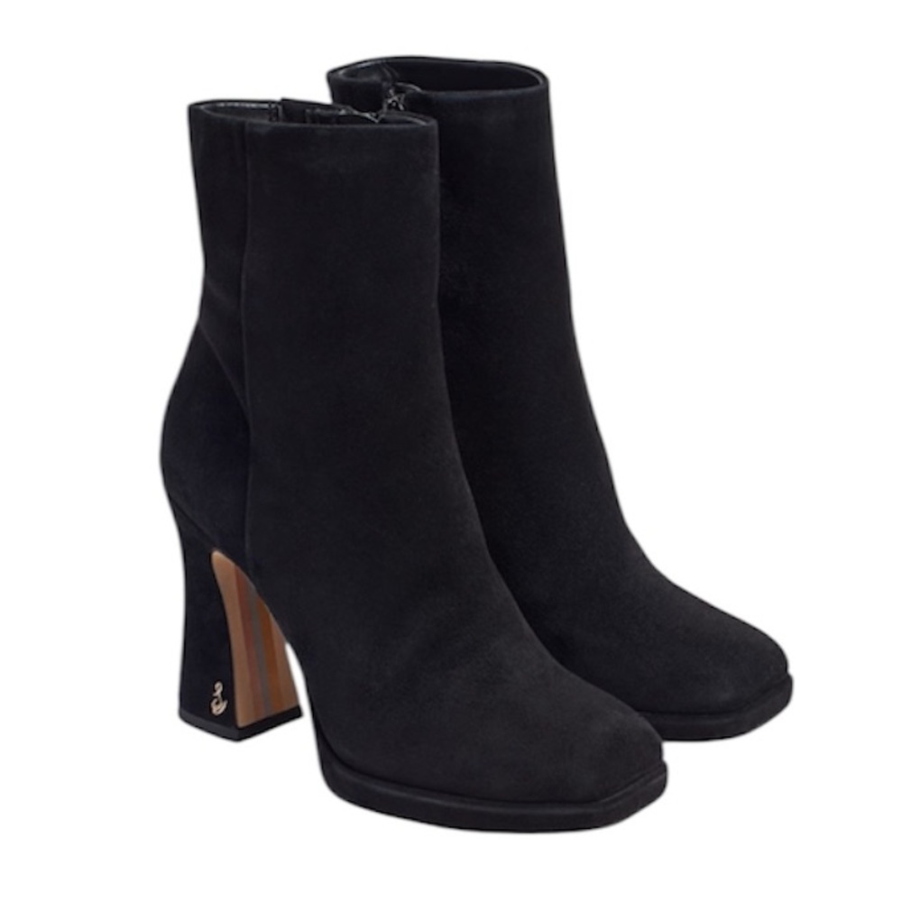 Sam Edelman Jaye black suede side zip heeled ankle boots women’s size 11